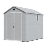 Patiowell 6x8 ft Plastic Shed with Vent, Window & Sloped Roof, Light Gray angle 1