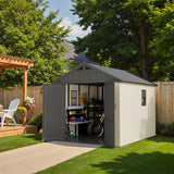 Kick-it 8x10 Plastic Storage Shed with Floor and Windows, Gray & Beige angle 17