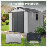 Patiowell 8x10 Plastic Storage Shed with Window and Lockable Door, Gray angle 6