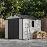 Patiowell 8x10 Plastic Storage Shed with Window and Lockable Door, Gray angle 7