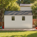 Kick-it 8x12 Plastic Storage Shed with Floor, Gray & Beige angle 12