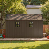 Kick-it 8x12 Plastic Storage Shed with Floor, Brown angle 12