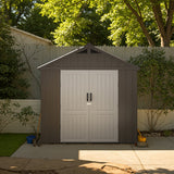 Kick-it 8x12 Plastic Storage Shed with Floor, Brown angle 14