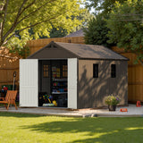 Kick-it 8x12 Plastic Storage Shed with Floor, Brown angle 2