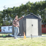 Kick-it 8x12 Plastic Storage Shed with Floor, Gray & Beige angle 13