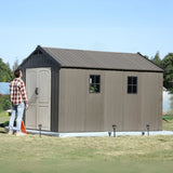 Kick-it 8x12 Plastic Storage Shed with Floor, Brown angle 13