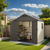 Kick-it 8x6 Plastic Storage Shed with Floor, Gray & Beige angle 4