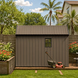 Kick-it 8x8 Plastic Storage Shed with Floor, Brown angle 9