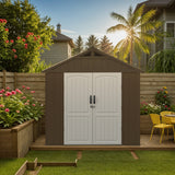 Kick-it 8x8 Plastic Storage Shed with Floor, Brown angle 10