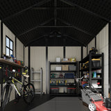 Kick-it 8x8 Plastic Storage Shed with Floor and Windows, Gray & Beige angle 9