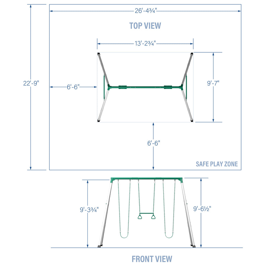 Big Brutus Heavy-Duty Metal A-Frame Swing Set detail view