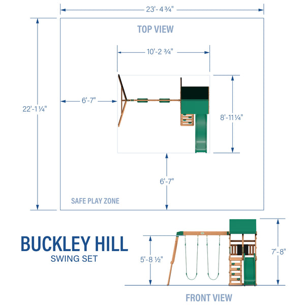 Buckley Hill Swing Set View 2 - Noxmow Official Hardware