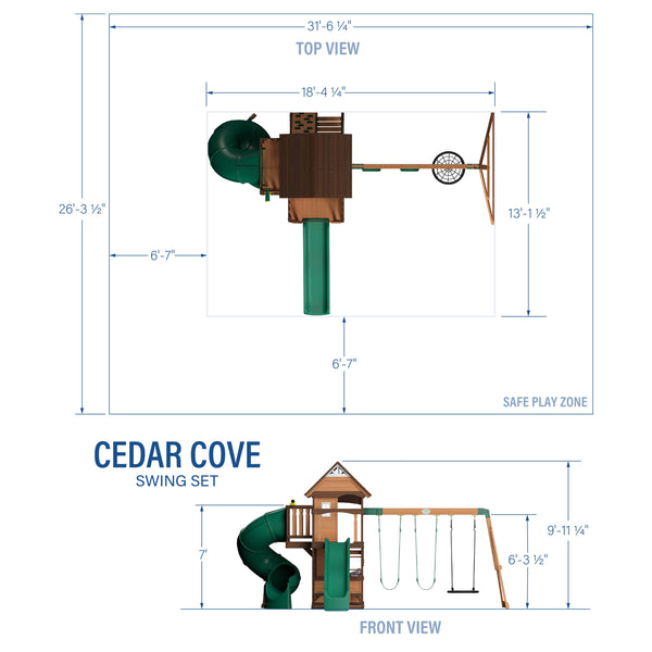 Cedar Cove Swing Set View 2 - Noxmow Official Hardware