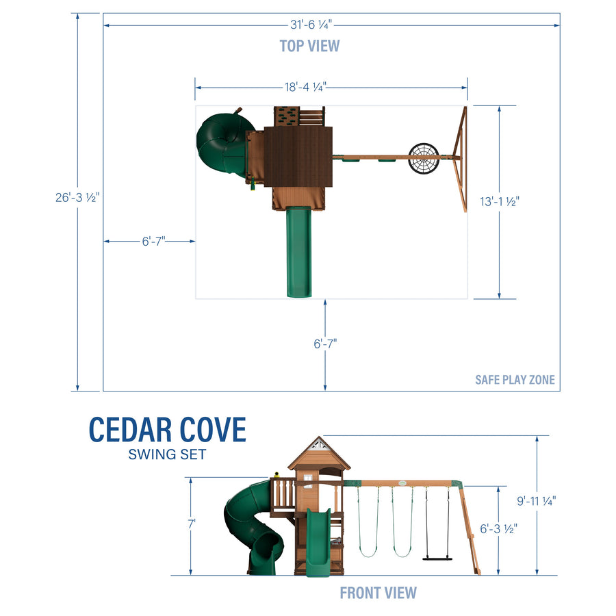 Cedar Cove Swing Set detail view