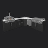 Emory | Corner Outdoor Kitchen Island with Built-In Griddle & Pizza Oven angle 14