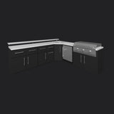 Emory | Corner Outdoor Kitchen Island with Bar Seating & Built-In Griddle – Right angle 16