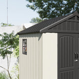 Kick-it 8x6 Plastic Storage Shed with Floor, Gray & Beige angle 7