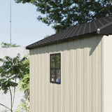 Kick-it 8x8 Plastic Storage Shed with Floor and Windows, Gray & Beige angle 7