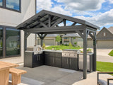 Lancaster | L-Shape Outdoor Kitchen with Built-In Griddle & Pizza Oven angle 1
