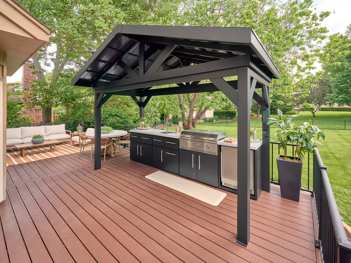 Lancaster | Covered Linear Outdoor Kitchen with Built-In Griddle - Noxmow Official Hardware