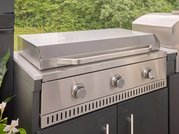 Langston | Covered Walk-In Outdoor Kitchen with Built-In Griddle & Pizza Oven View 2 - Noxmow Official Hardware