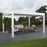 14x10 Windham Modern Steel Pergola With Sail Shade Soft Canopy angle 2