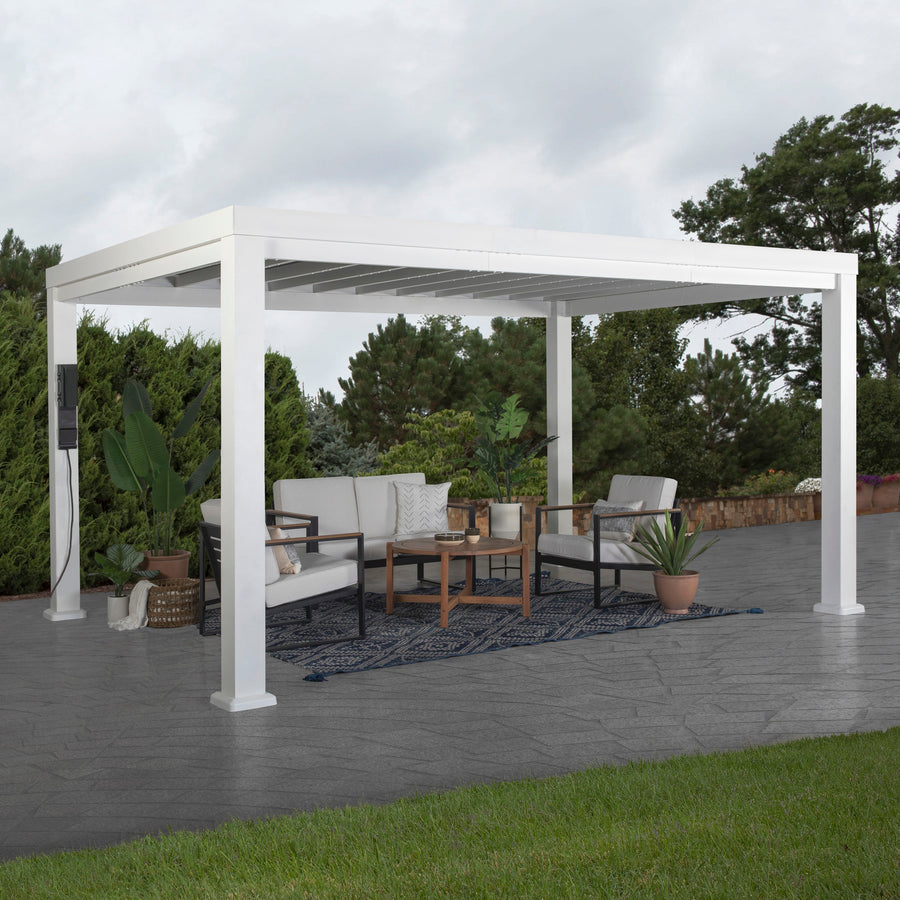 14x10 Windham Modern Steel Pergola With Sail Shade Soft Canopy detail view