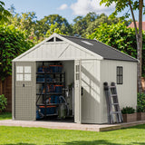 Patiowell 10x8 FT Kick-it Plastic Storage Shed with Skylight & Windows angle 1