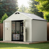 Patiowell 10x8 FT Kick-it Plastic Storage Shed with Skylight & Windows angle 9