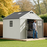 Patiowell 10x8 FT Kick-it Plastic Storage Shed with Skylight & Windows angle 10