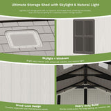 Patiowell 10x8 FT Kick-it Plastic Storage Shed with Skylight & Windows angle 5