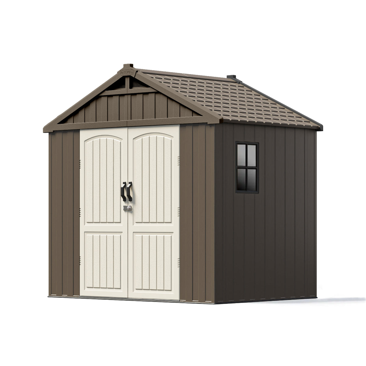 Kick-it 8x8 Plastic Storage Shed with Floor, Brown - Noxmow Official Hardware