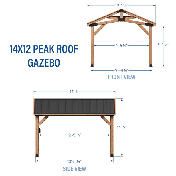 14x12 Peak Roof Gazebo View 2 - Noxmow Official Hardware