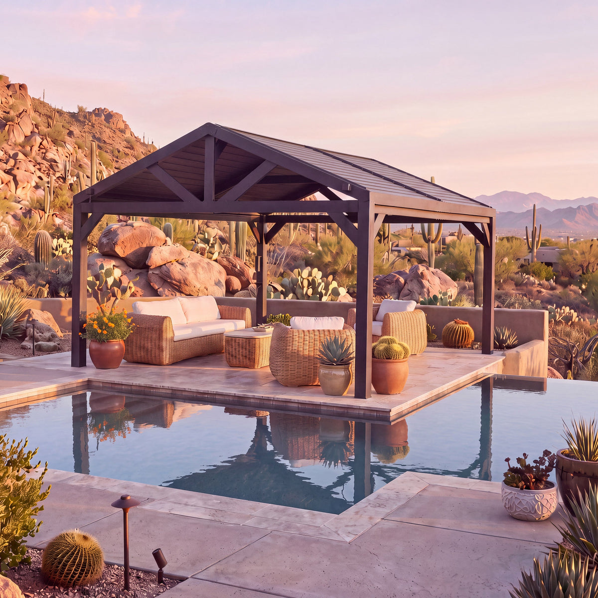 14x14 Ridgeline Steel Louvered Pergola - Noxmow Official Hardware