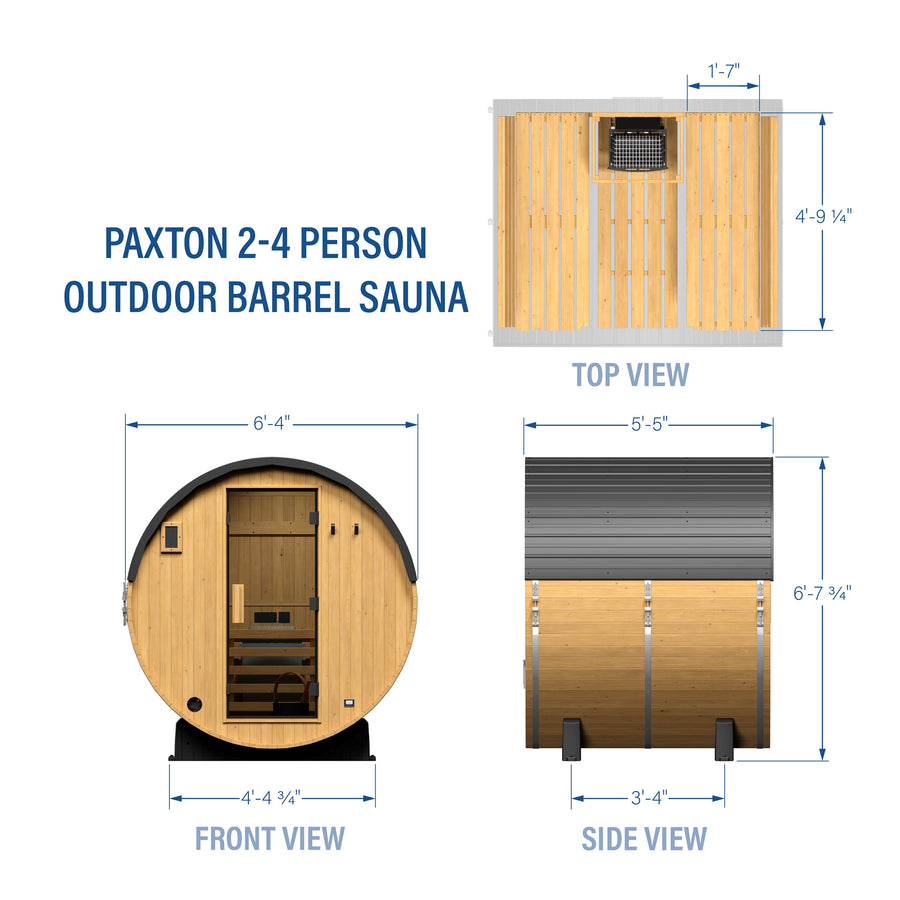 Paxton Outdoor Barrel Sauna – 2-4 Person detail view