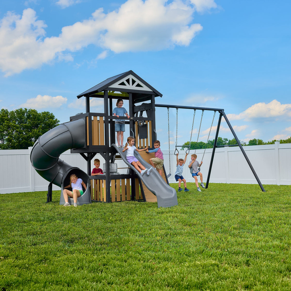 Atlas Steel Swing Set with Tube Slide - Noxmow Official Hardware