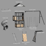 Atlas Steel Swing Set with Monkey Bars and Tube Slide angle 15