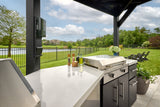 Edgemont Cove | Curved Outdoor Kitchen with Built-In Grill, Griddle & Pizza Oven angle 14