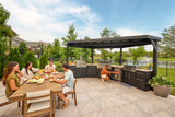 Edgemont Cove | Curved Outdoor Kitchen with Built-In Grill, Griddle & Pizza Oven angle 31