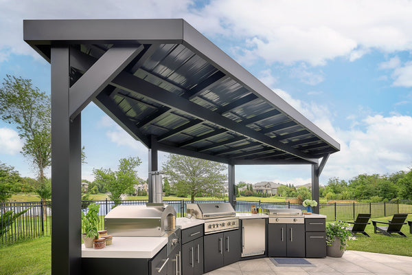 Edgemont Cove | Curved Outdoor Kitchen with Built-In Grill, Griddle & Pizza Oven View 2 - Noxmow Official Hardware