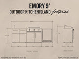 Emory | 9-Foot Outdoor Kitchen Island with Built-In Griddle angle 10