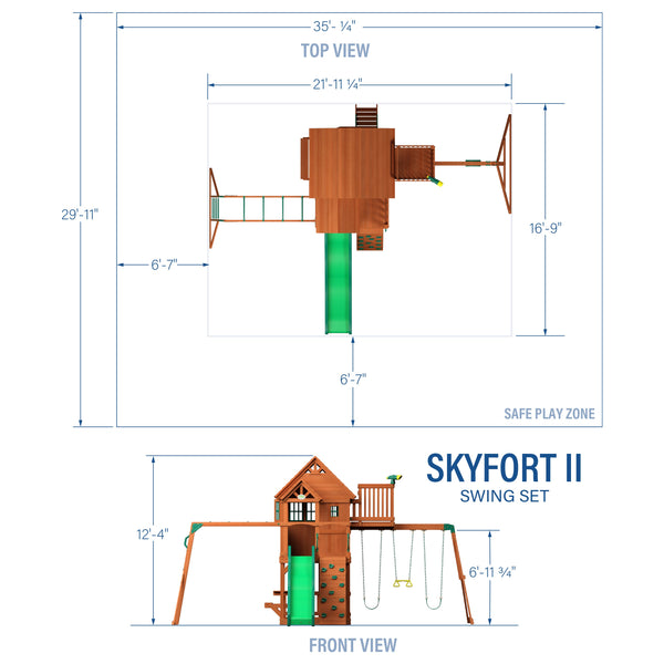 Skyfort II Swing Set View 2 - Noxmow Official Hardware