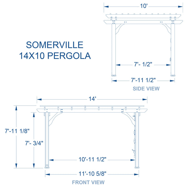 14x10 Somerville Pergola - Barnwood Stain View 2 - Noxmow Official Hardware