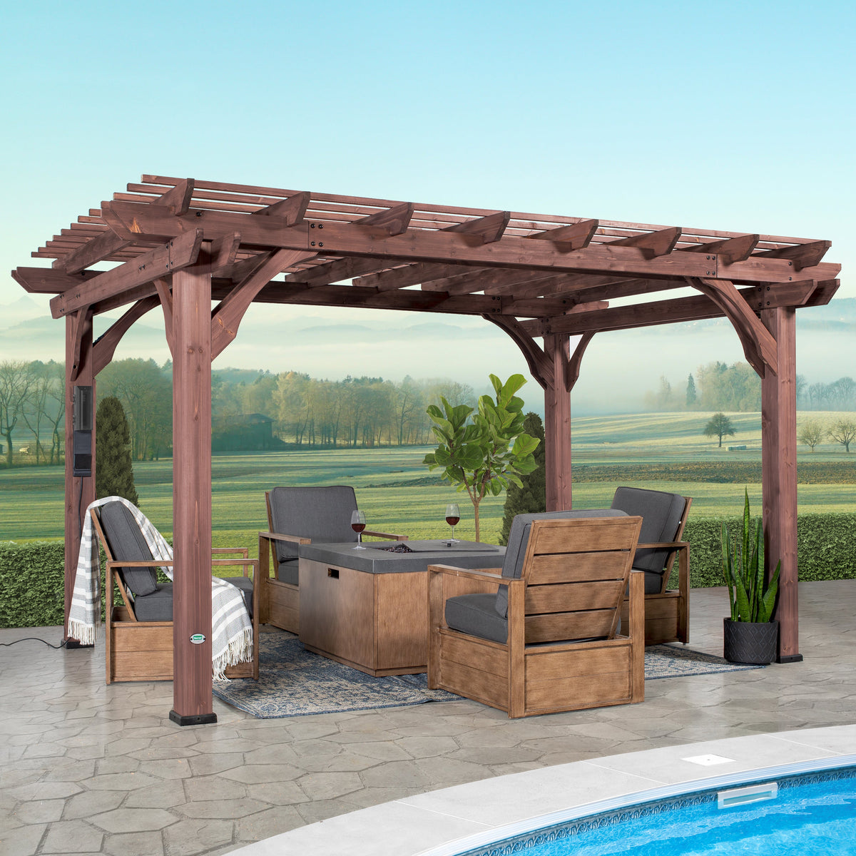 14x10 Somerville Pergola - Walnut Stain - Noxmow Official Hardware