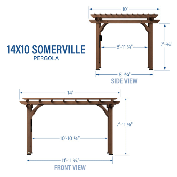 14x10 Somerville Pergola - Walnut Stain View 2 - Noxmow Official Hardware