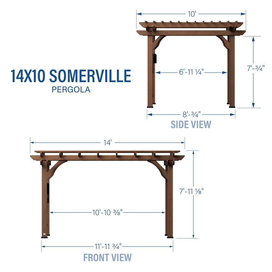 14x10 Somerville Pergola - Walnut Stain detail view