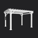 Stratford | 12x10 Steel Pergola – White angle 11