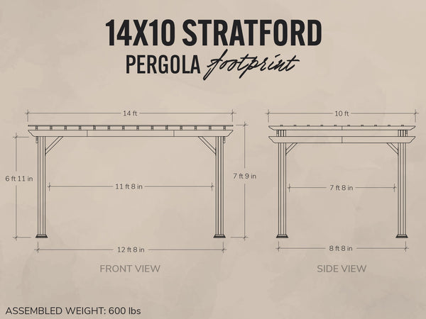 Stratford | 14x10 Steel Pergola – Black View 2 - Noxmow Official Hardware