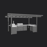 Edgemont Bay | U-Shape Outdoor Kitchen with Bar Seating, Grill & Pizza Oven angle 28