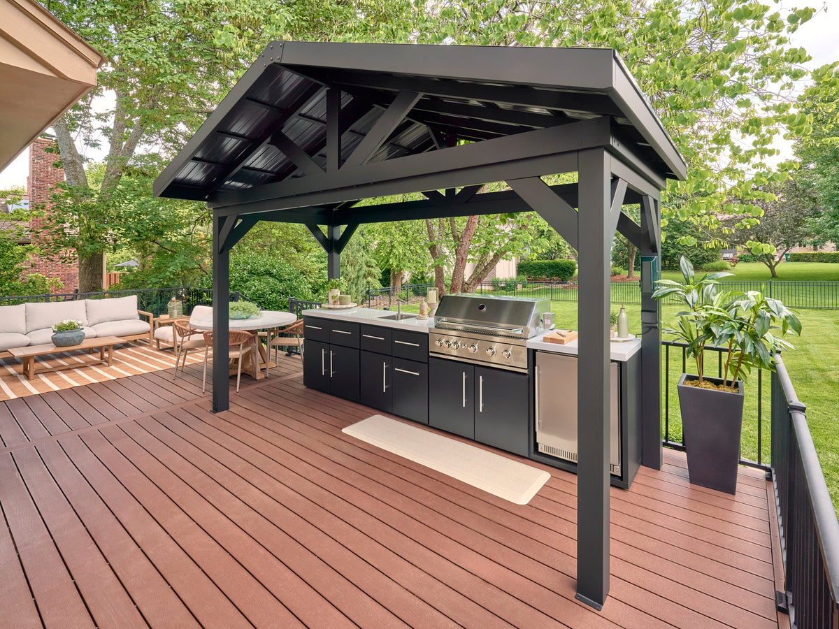 Lancaster | Covered Linear Outdoor Kitchen with Built-In Grill - Noxmow Official Hardware